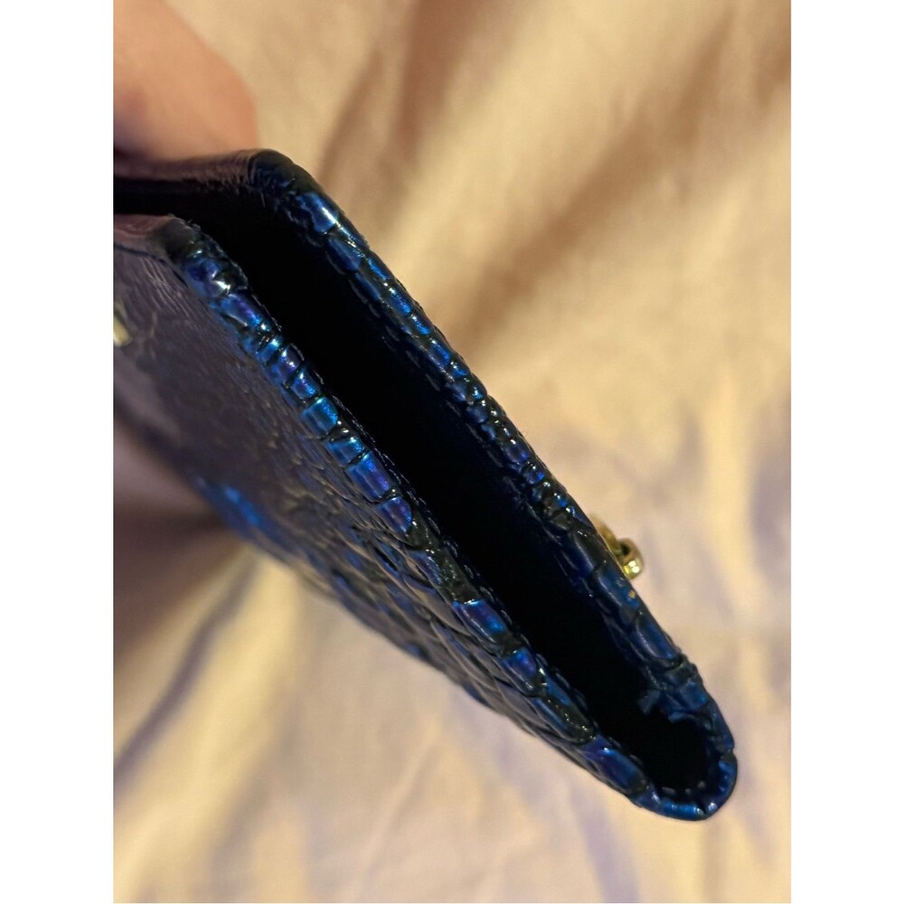 Brahmin Melbourne Ady Bifold Wallet Neptune Blue Croc Embossed Genuine Leather - Picture 5 of 6